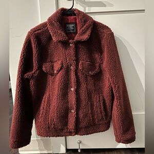 Abercrombie & Fitch Deep Burgundy Teddy Jacket